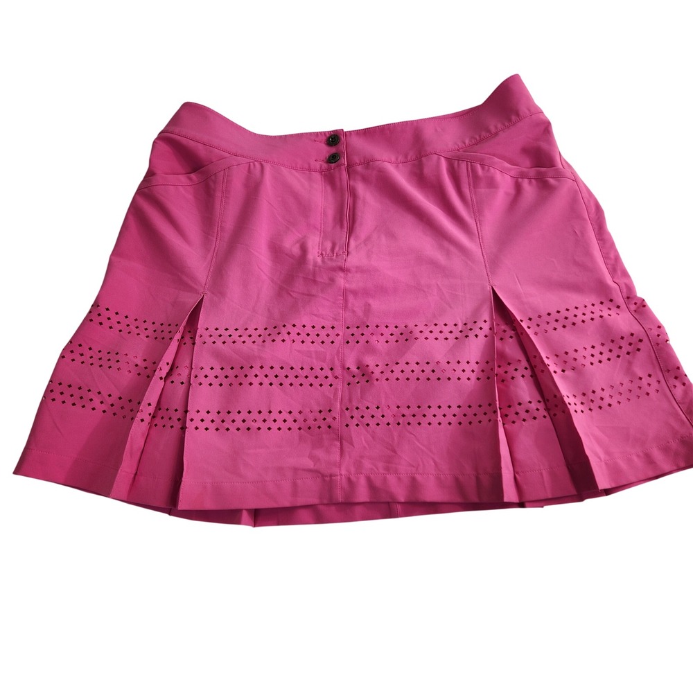 Chase 54 Womens Pink Laser Cut Golf Skort Size 10 Pleated Athletic Skirt Shorts